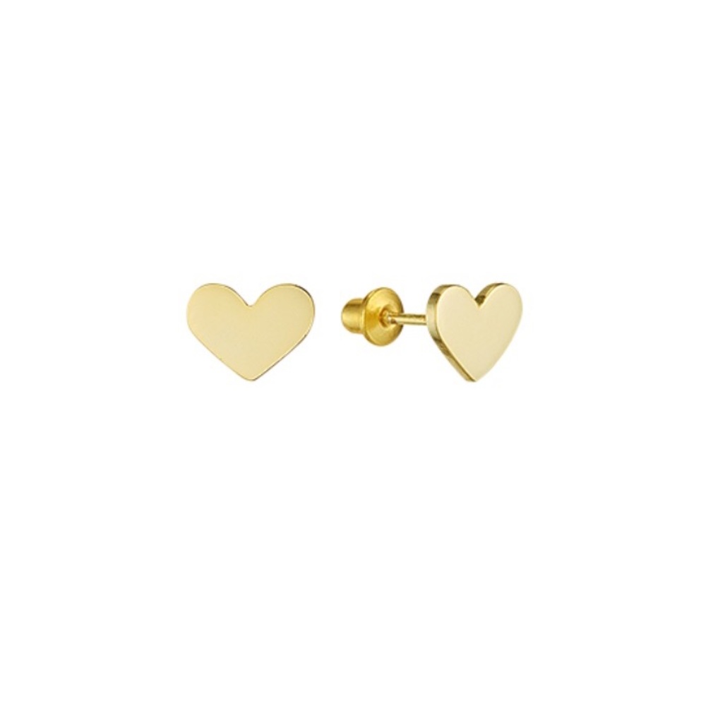 Girls 14k Gold Plated Heart Stud Earrings